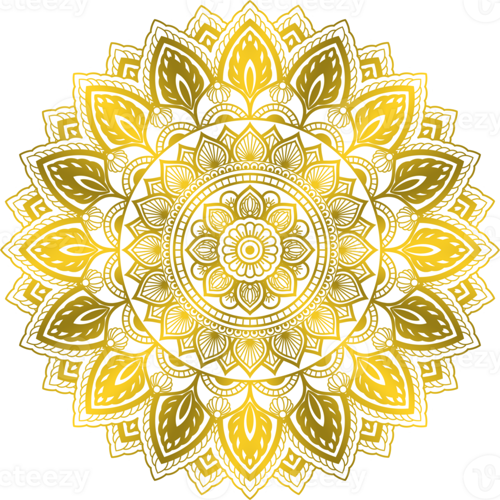 abstract gold mandala floral ornament. png