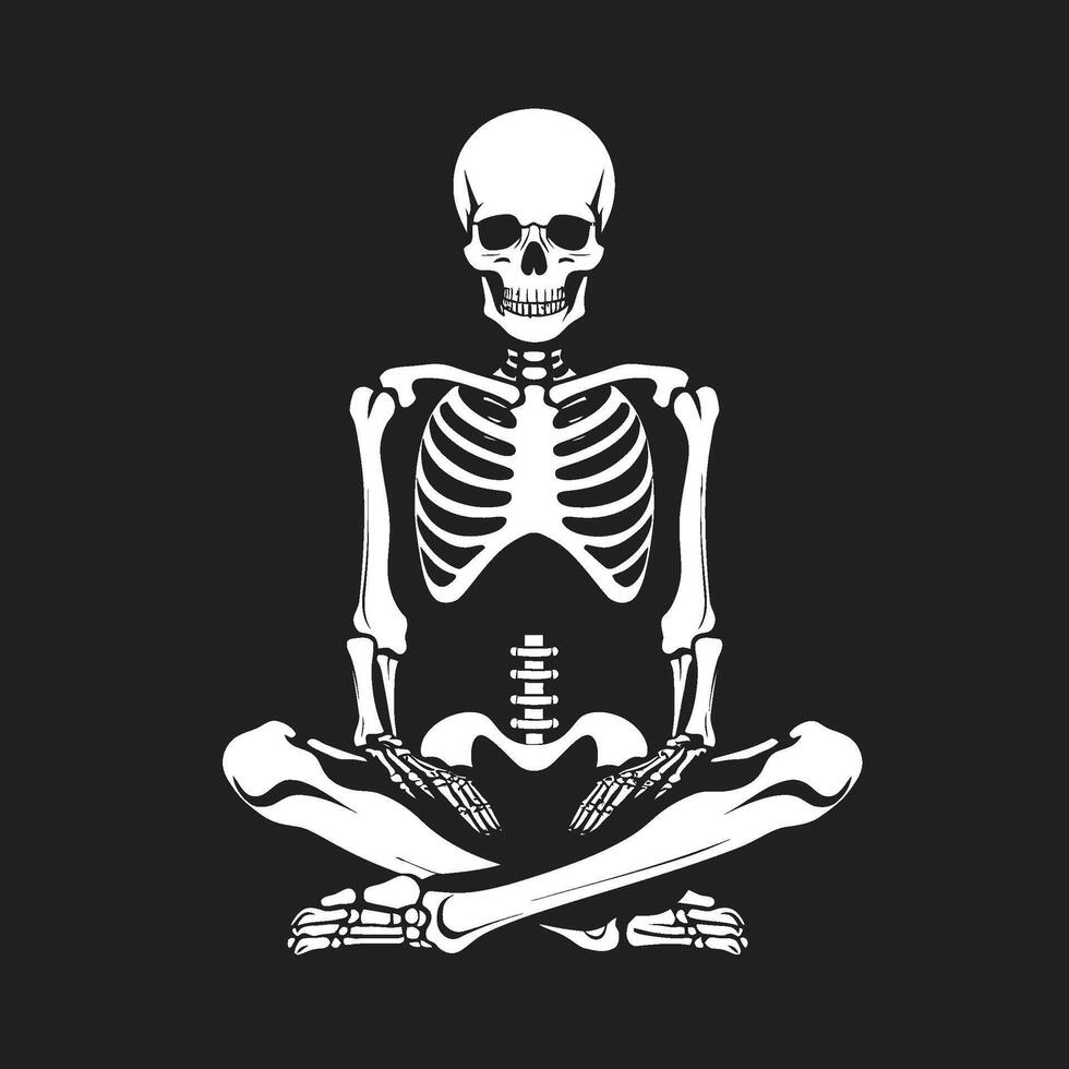 Serene Skeletal Seating Chair Logo Relaxing Rest in Bones Black Graphic vector