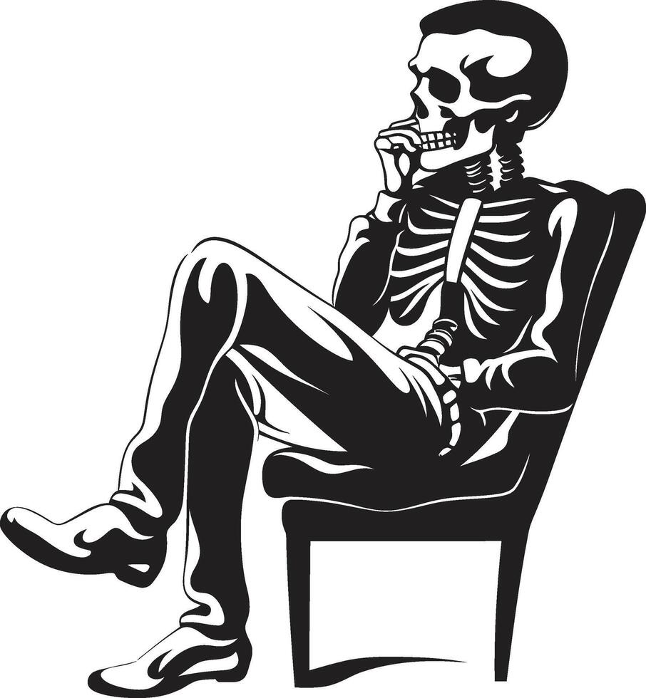 Bone chilling Comfort Zone Recliner Black Graphic Restful Bones Recliner Seat Chilled Icon Design vector