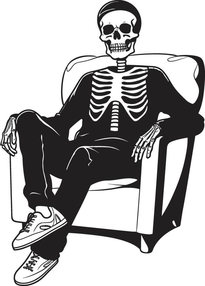 Restful Bones Recliner Chair Chilled Logo Design Chilled Skeletal Comfort Cove Chair Icon vector