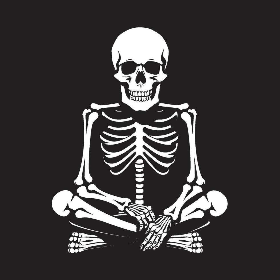 Skeleton Lounge Chair Logo Bone Relaxation Chilling Skeleton Icon vector