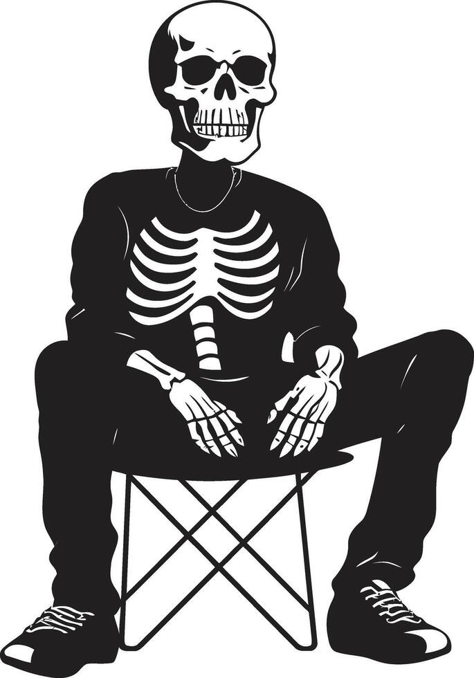 Tranquil Bone Throne Seat Relaxation Logo Relaxing Rest in Bones Chair Black Graphic vector