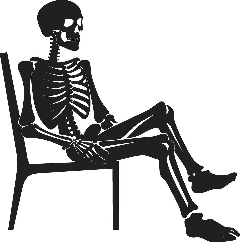 Serene Skeleton Chilling Graphic Bone Chillax Black Chair Design vector