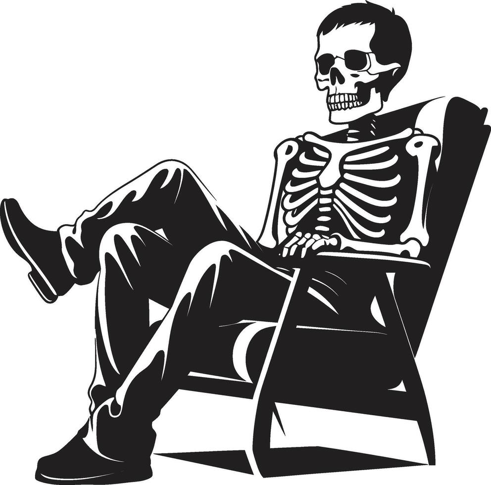 Relaxation Rattle Lounger Seat Chilling Icon Design Bone Ease Oasis Chair Lounge Logo vector