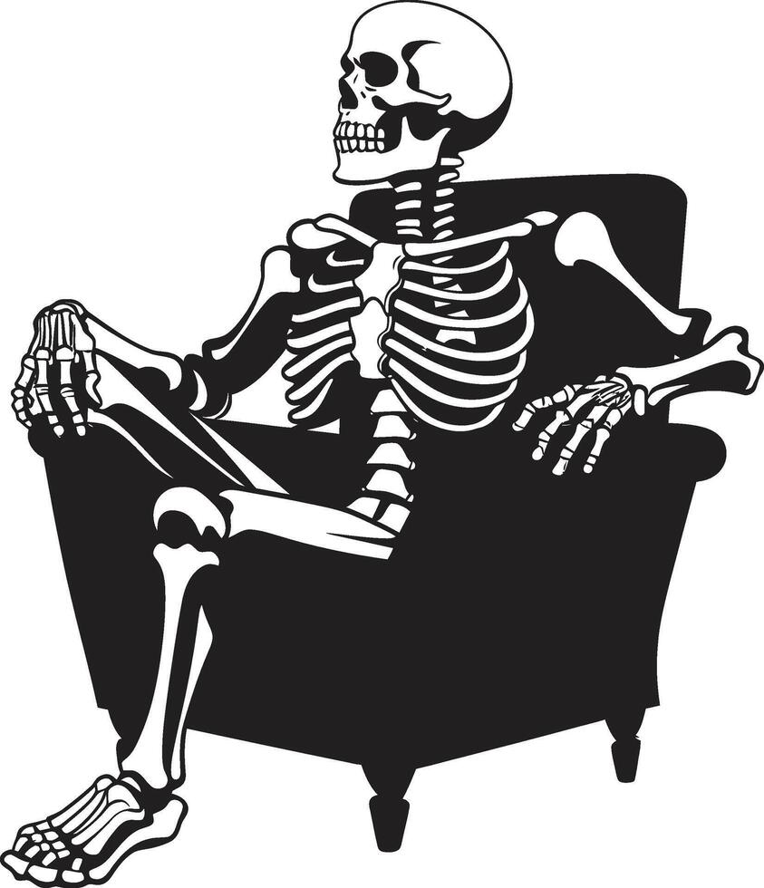 Calm Cadaver Chilling Graphic Bone Ease Black Chair Logo vector