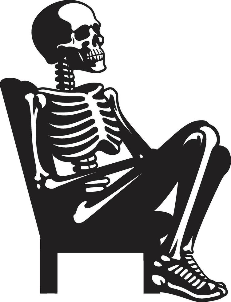 Calm Bones Chilling Icon Restful Recliner Skeleton Logo Design vector