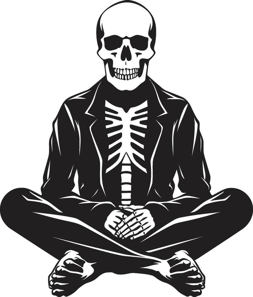 Skeletal Seclusion Relaxation Logo Design Serene Skeleton Chilling Icon vector