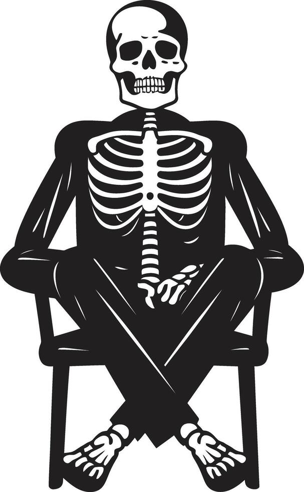 Skeleton Lounge Chilling Design Skeletal Seclusion Black Chair Icon vector