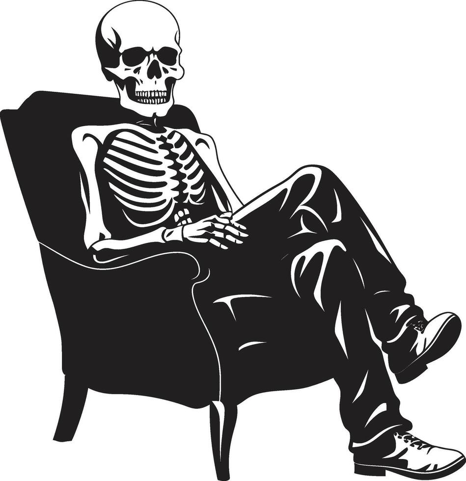 Serene Skeleton Black Chair Icon Relaxation Revenant Relaxing Logo Icon vector