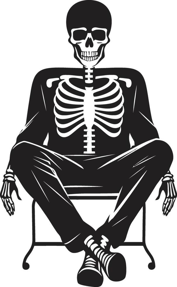 Skeletal Seclusion Black Chair Icon Bone Comfort Relaxation Logo Graphic vector