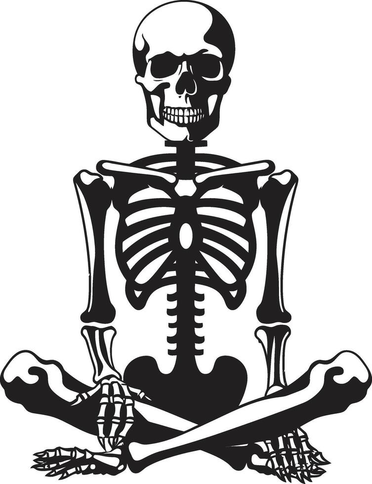 Skeleton Lounge Relaxation Logo Design Chill Bones Chilling Icon vector