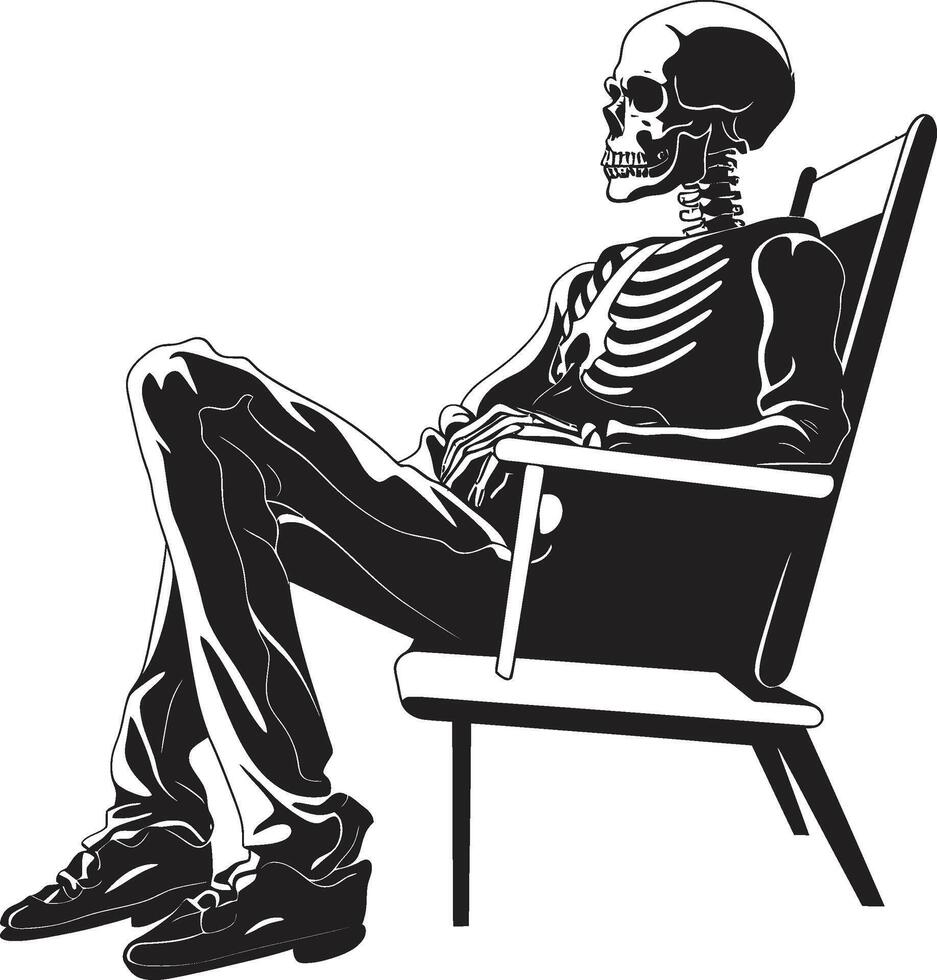 Restful Reaper Black Chair Icon Bone Lounger Relaxation Logo Graphic vector