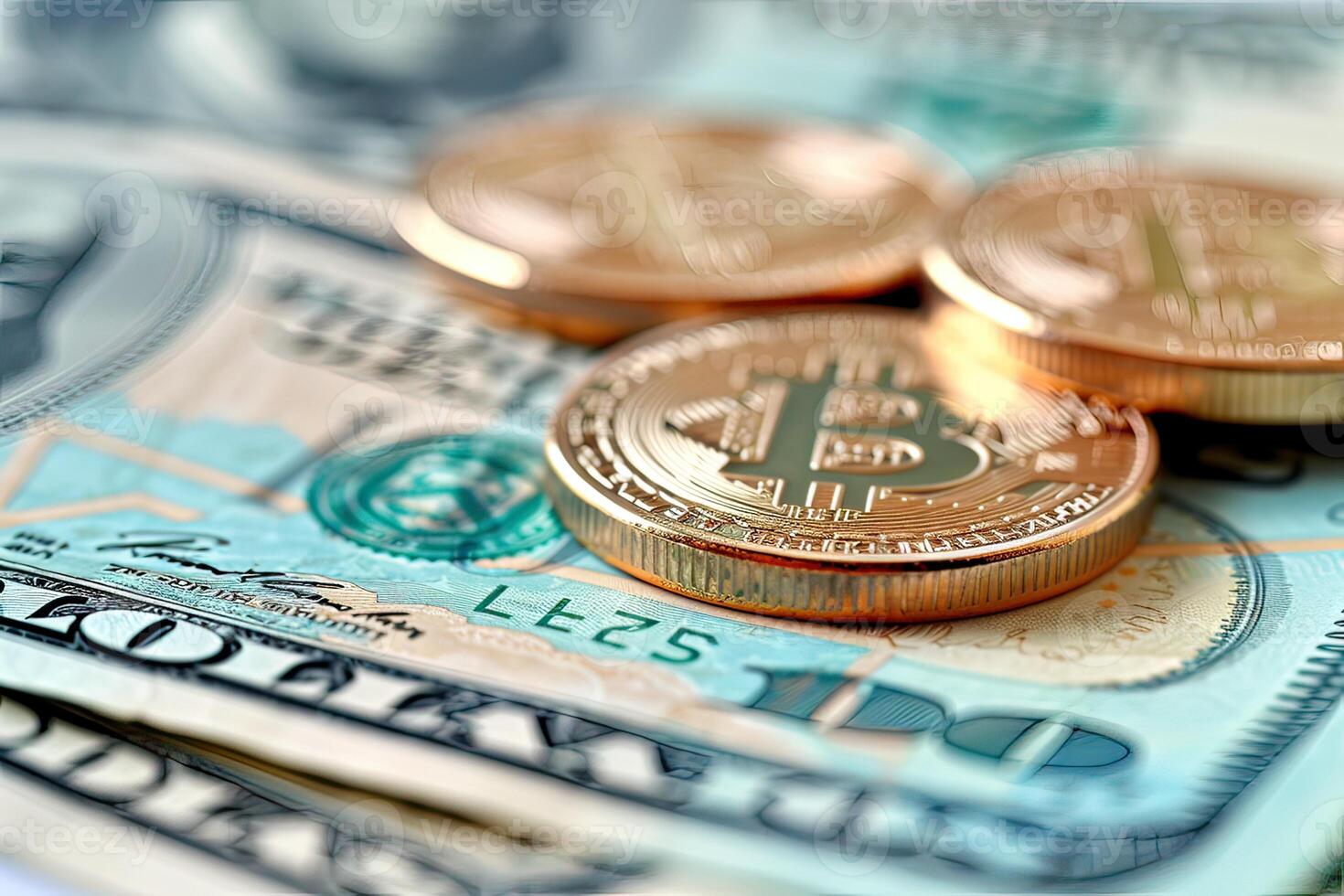 A collection of coins is placed on a twenty dollar banknote photo