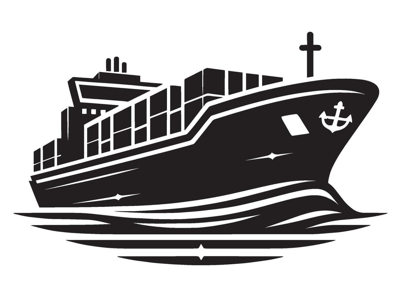 Cargo ship with containers illustration isolated on a white background vector