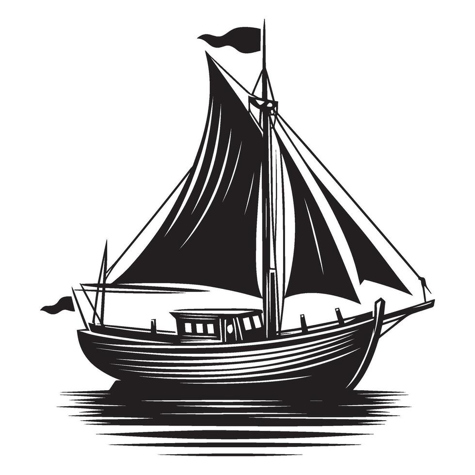 Sailboat silhouette illustration isolated on a white background vector