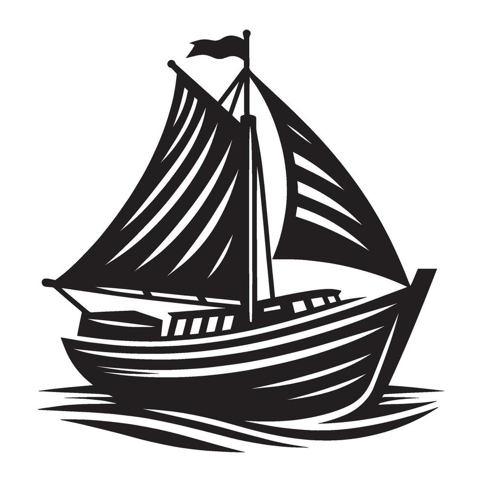 Sailboat silhouette illustration isolated on a white background vector