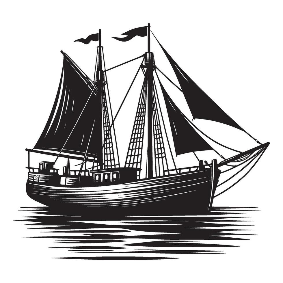 Sailboat silhouette illustration isolated on a white background vector