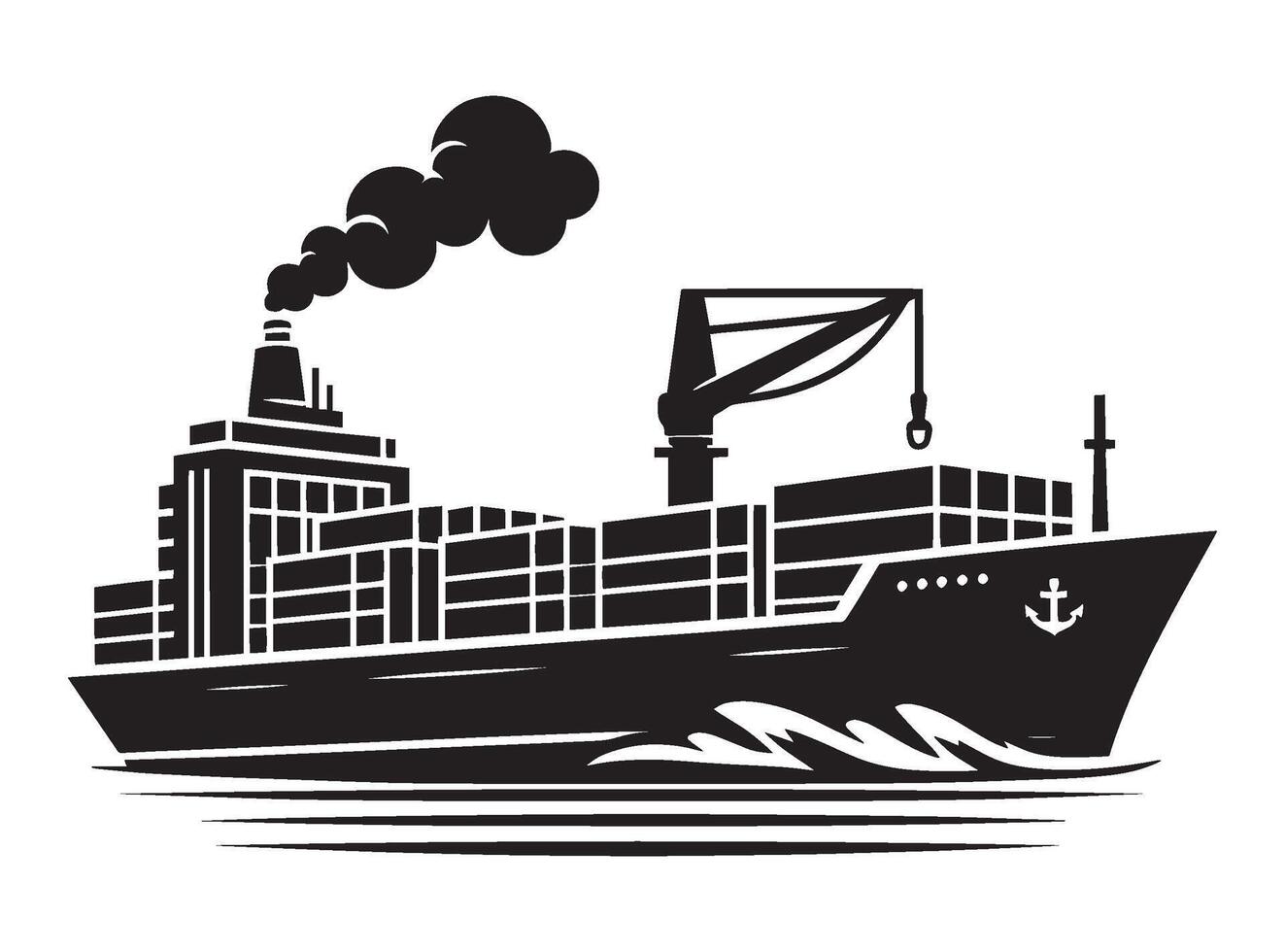 Cargo ship with containers illustration isolated on a white background vector