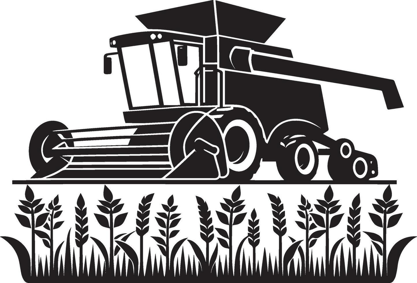 Agriculture harvester silhouette illustration isolated on a white background vector