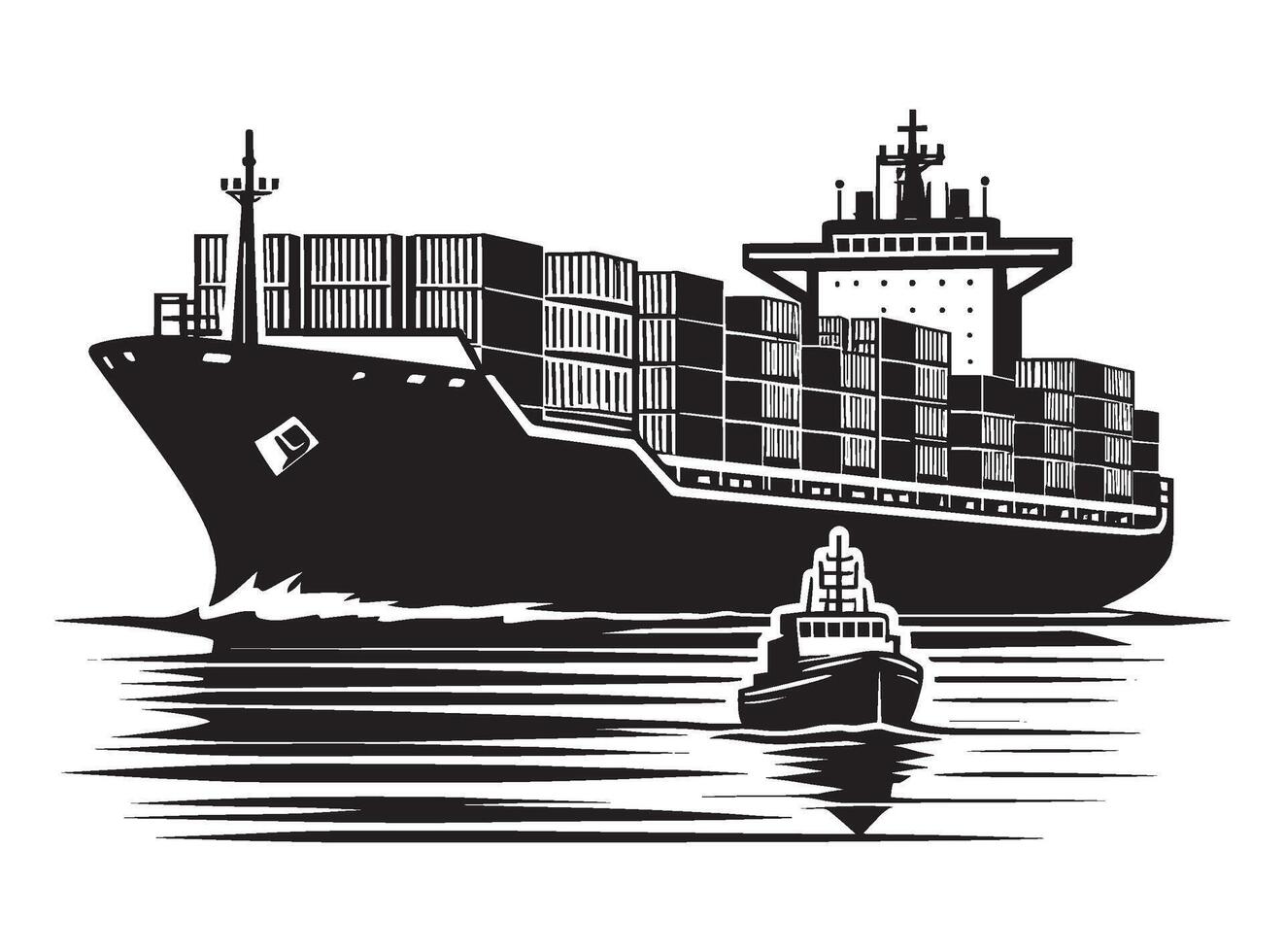 Cargo ship with containers illustration isolated on a white background vector