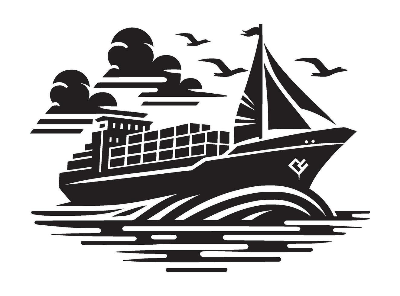 Cargo ship with containers illustration isolated on a white background vector