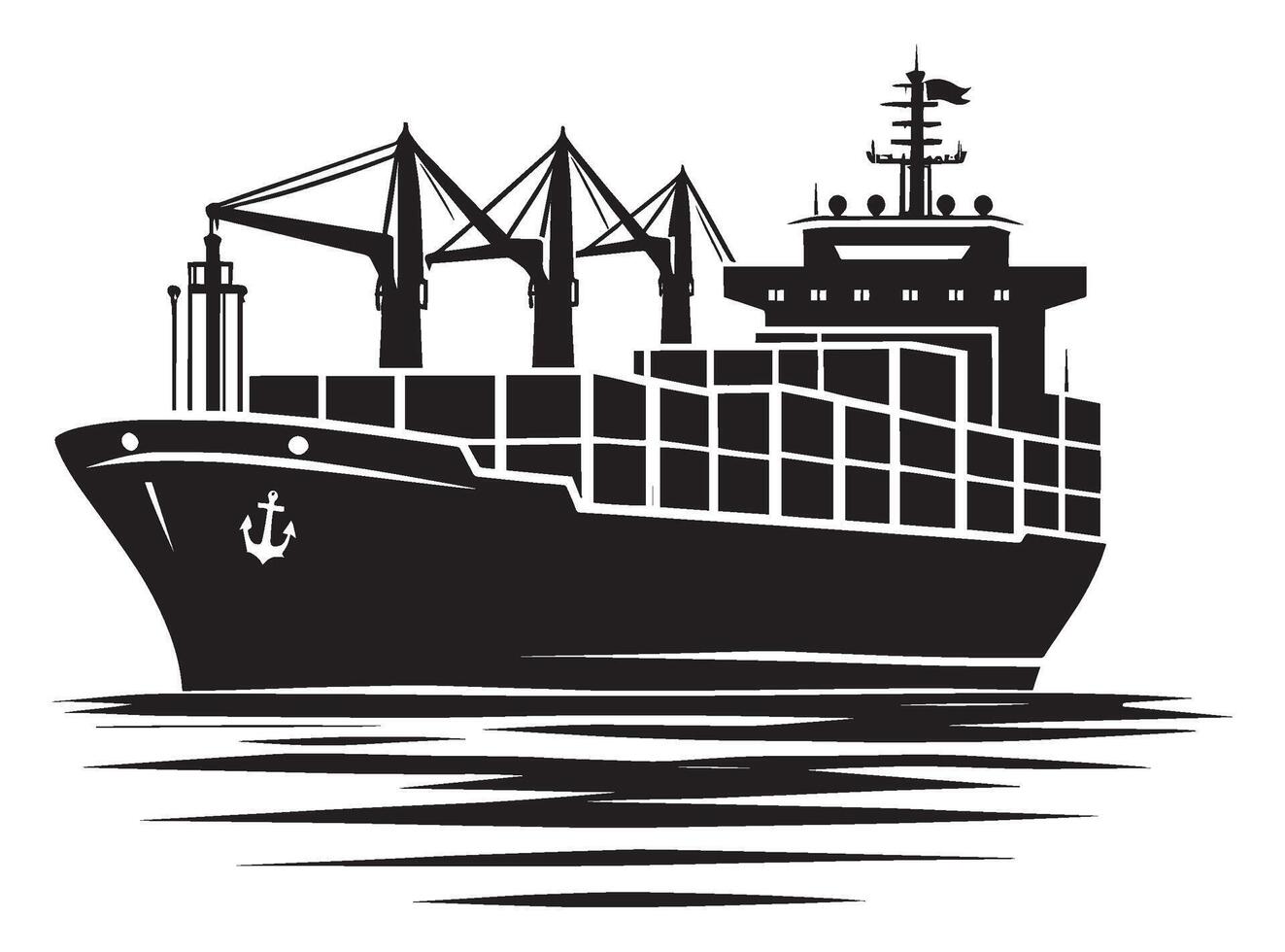 Cargo ship with containers illustration isolated on a white background vector