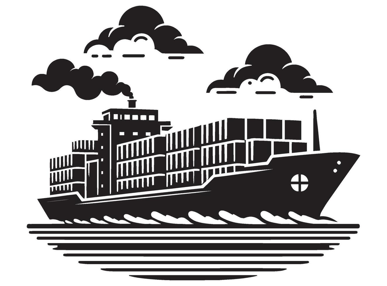 Cargo ship with containers illustration isolated on a white background vector