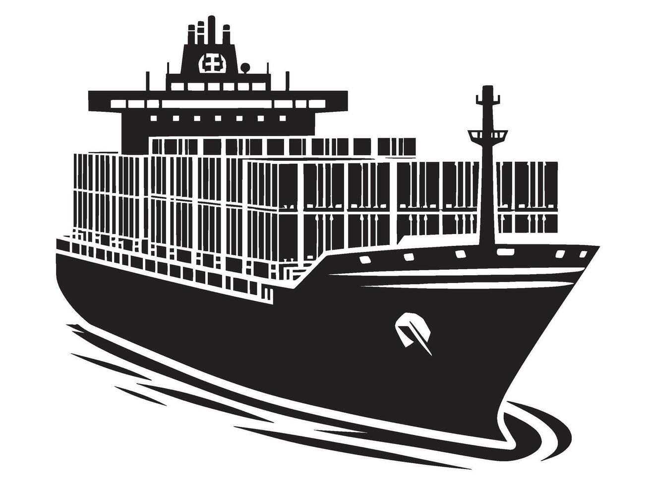 Cargo ship with containers illustration isolated on a white background vector
