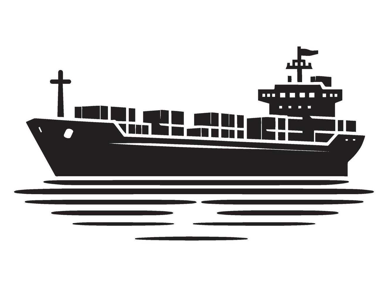 Cargo ship with containers illustration isolated on a white background vector