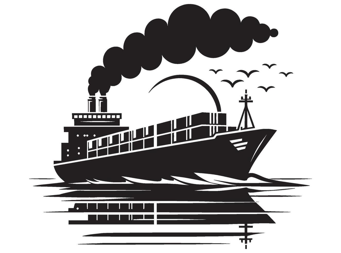 Cargo ship with containers illustration isolated on a white background vector