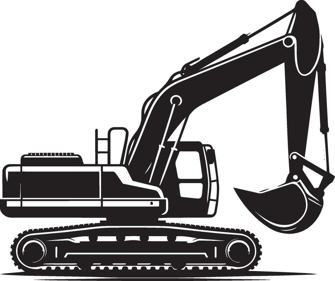 Construction excavator silhouette illustration isolated on a white background vector