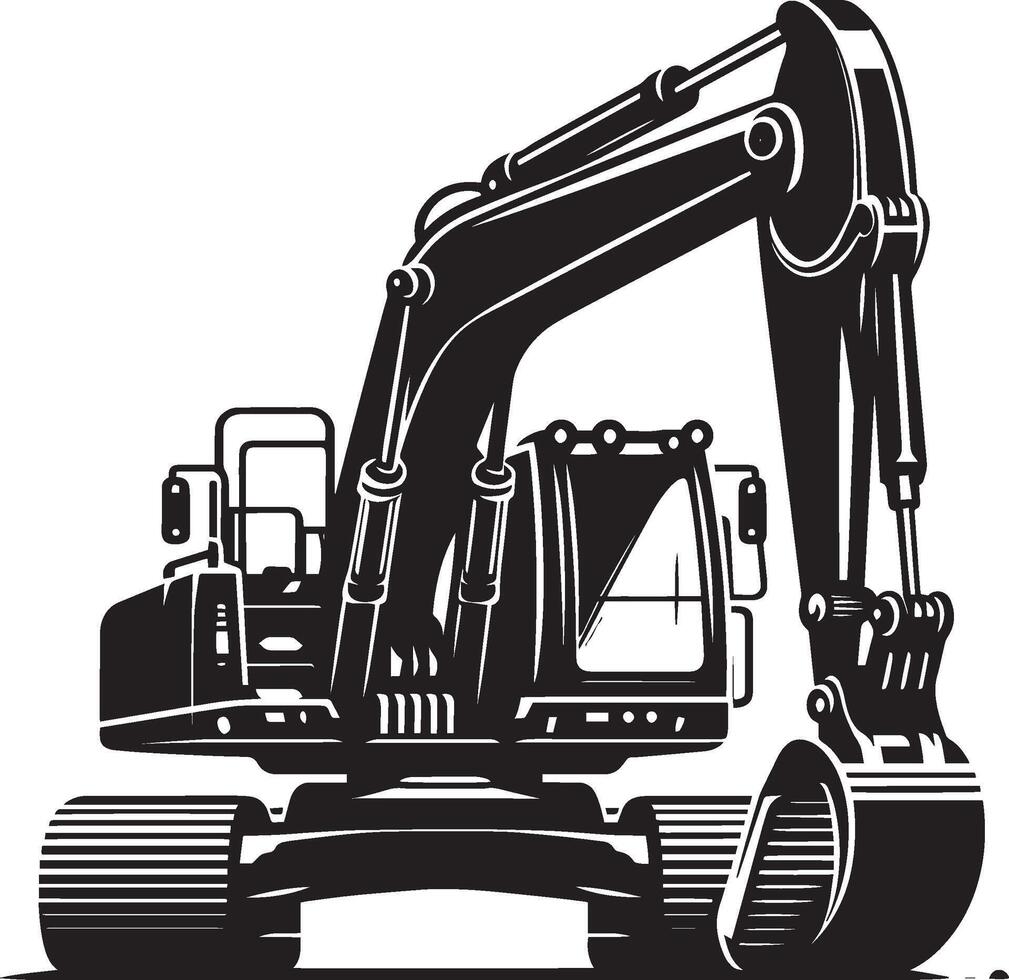 Construction excavator silhouette illustration isolated on a white background vector