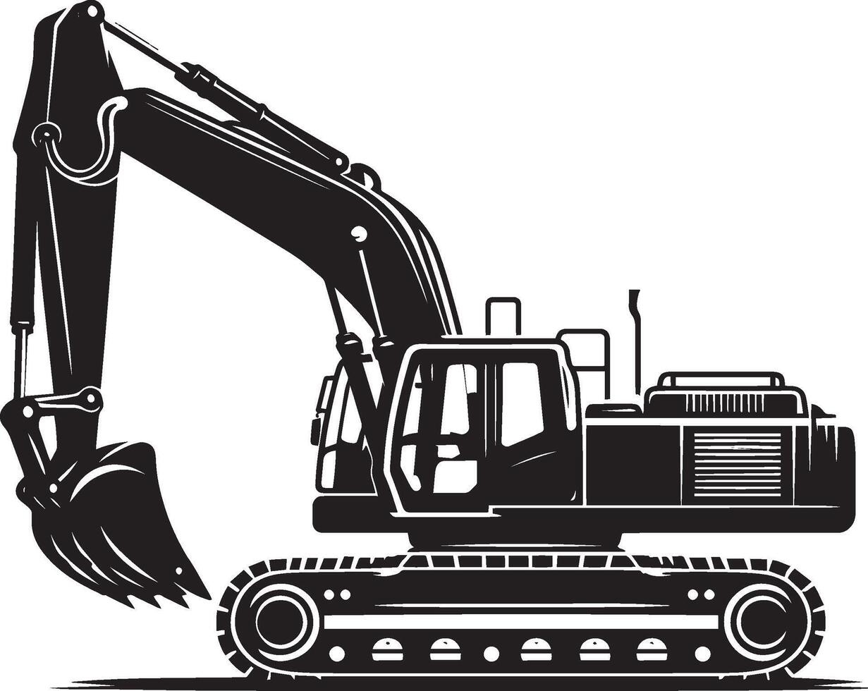 Construction excavator silhouette illustration isolated on a white background vector