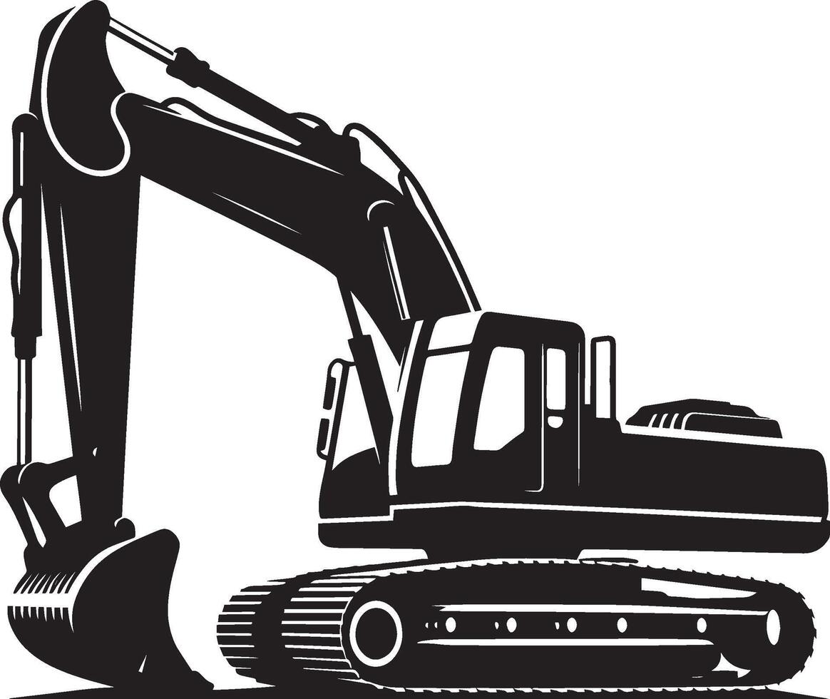 Construction excavator silhouette illustration isolated on a white background vector