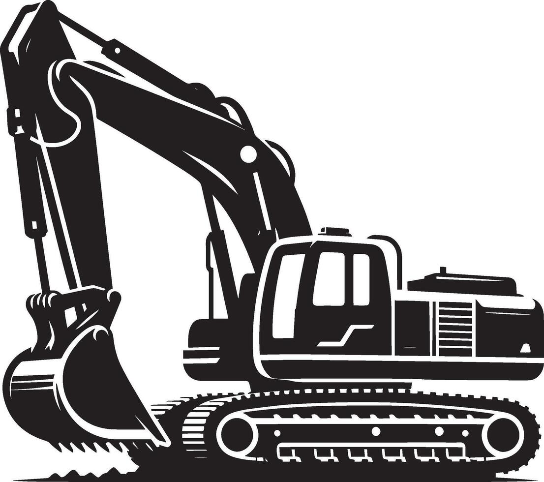Construction excavator silhouette illustration isolated on a white background vector
