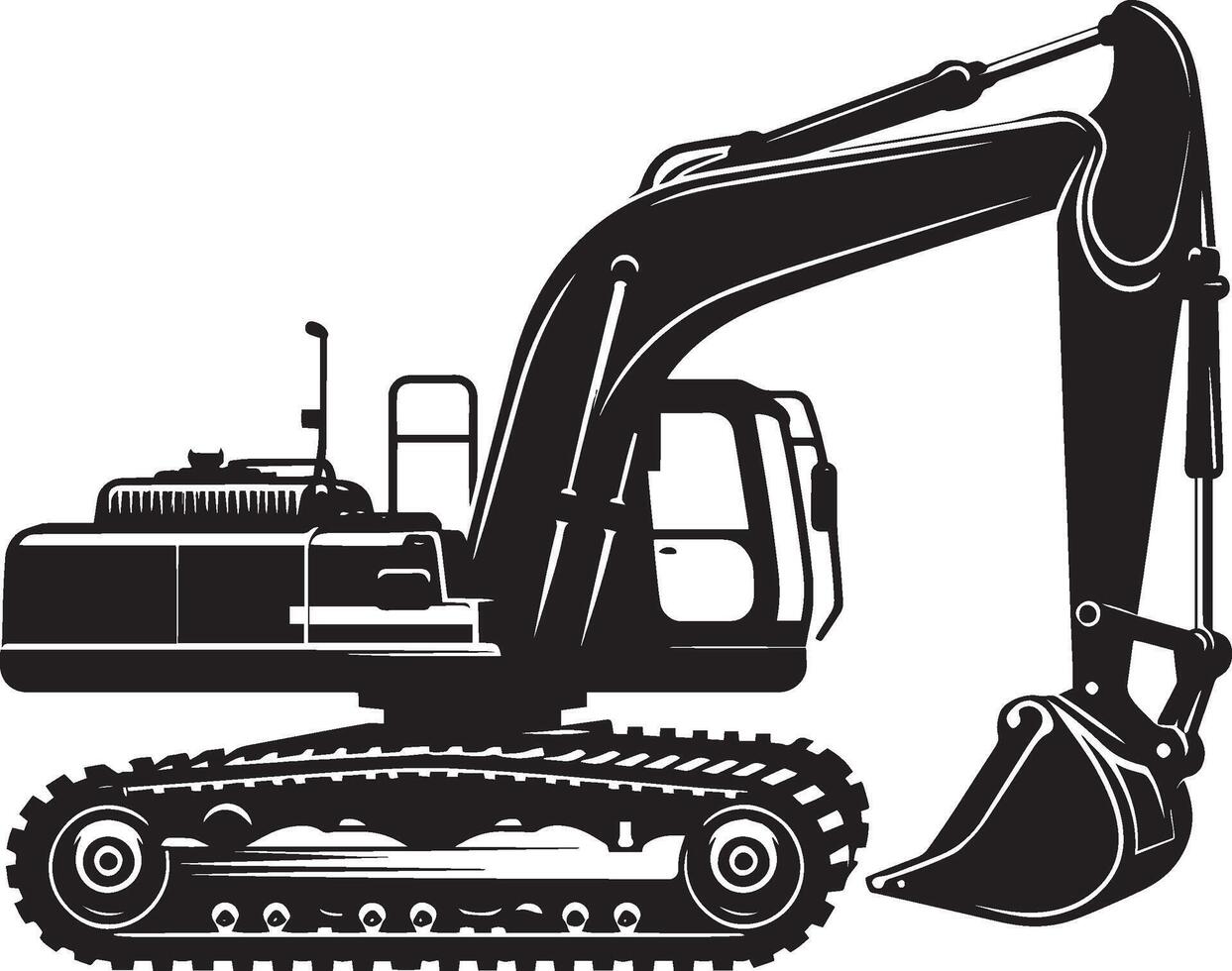 Construction excavator silhouette illustration isolated on a white background vector