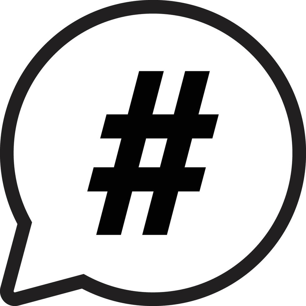 Hashtag icon in speech bubble isolated on white background . Hashtag icon vector
