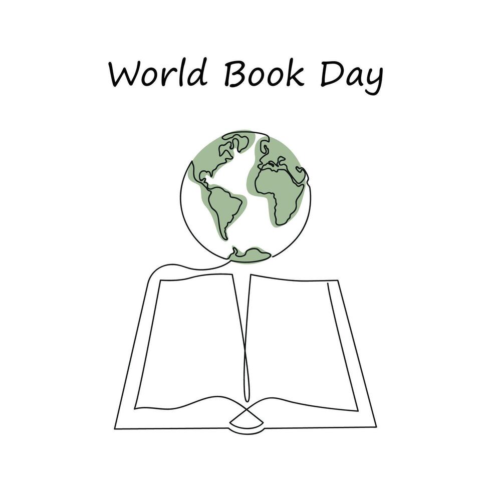 World book day in one continuous line. One line drawing, minimalism. vector