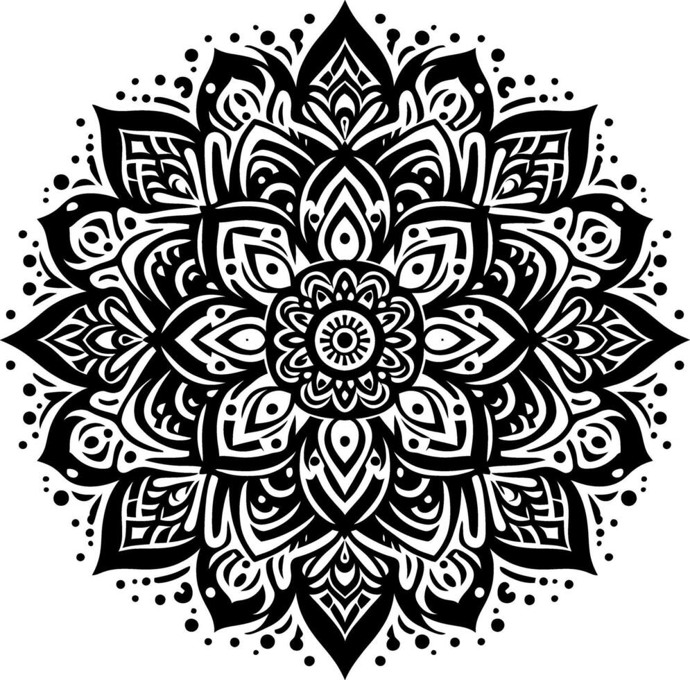 Mandala design, round geometrical shape decorative Floral design Silhouette Motif Pattern, round shape Flower design elements silhouette pattern black and white vector