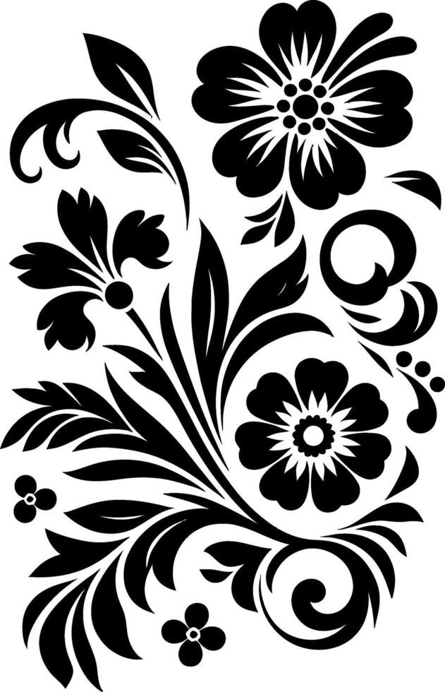 decorative Floral design Silhouette Motif Pattern, Flower design elements silhouette pattern black and white vector