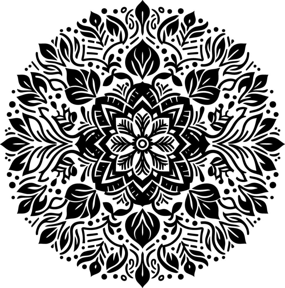 Mandala design, round geometrical shape decorative Floral design Silhouette Motif Pattern, round shape Flower design elements silhouette pattern black and white vector