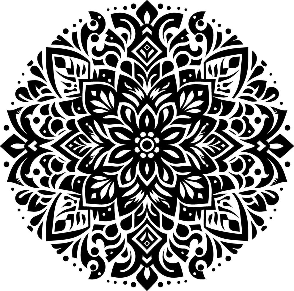 Mandala design, round geometrical shape decorative Floral design Silhouette Motif Pattern, round shape Flower design elements silhouette pattern black and white vector