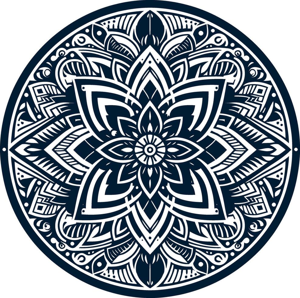 Mandala design, round geometrical shape decorative Floral design Silhouette Motif Pattern, round shape Flower design elements silhouette pattern black and white vector