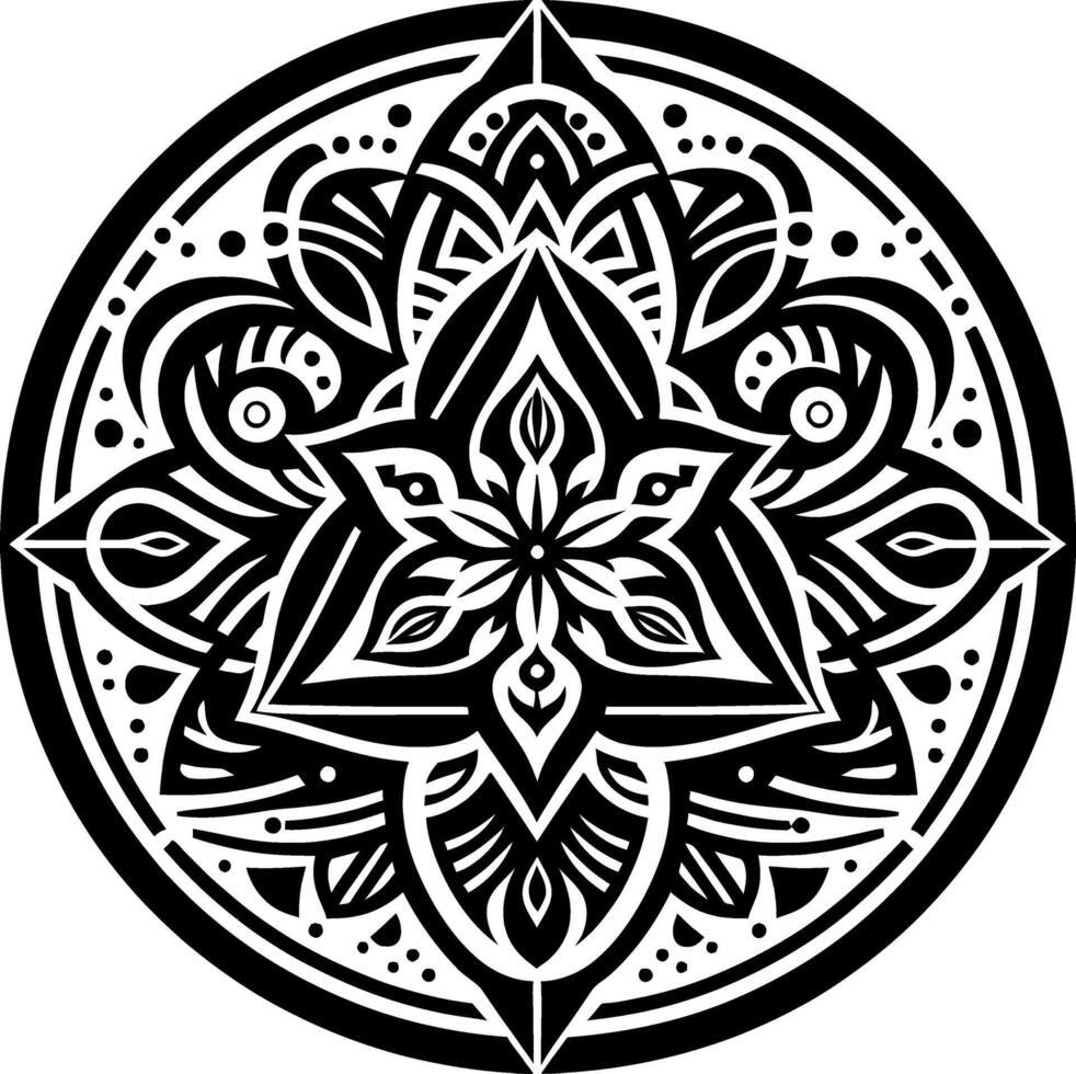 Mandala design, round geometrical shape decorative Floral design Silhouette Motif Pattern, round shape Flower design elements silhouette pattern black and white vector