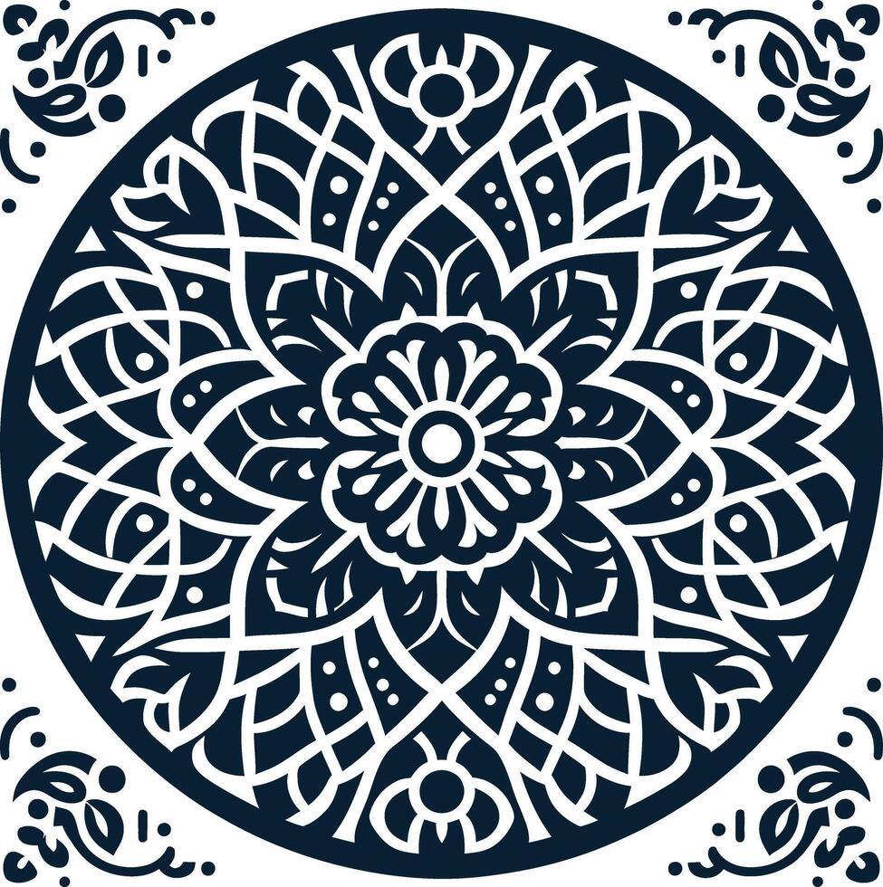 Mandala design, round geometrical shape decorative Floral design Silhouette Motif Pattern, round shape Flower design elements silhouette pattern black and white vector