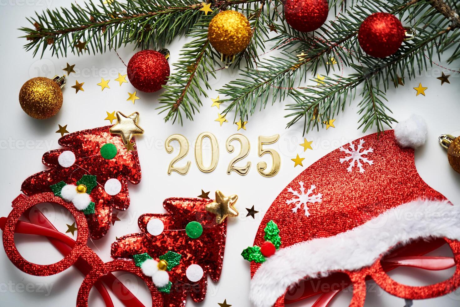 Abstract Background Of Christmas Attributes With The Year Number 2025 Abstract Background Of Christmas Attributes With The Year Number 2025 Photo