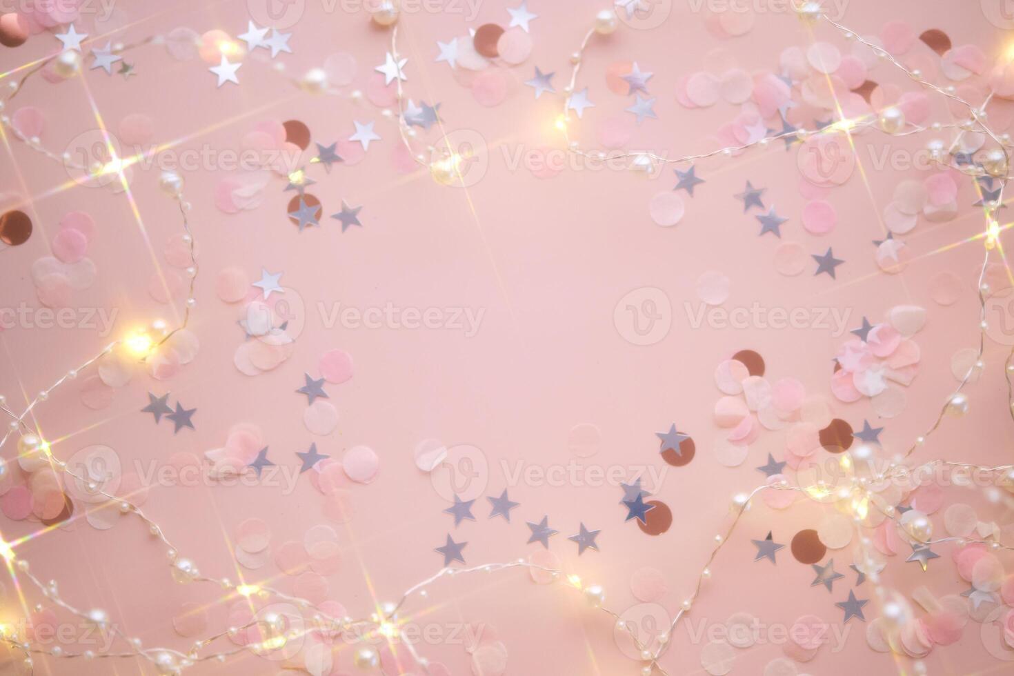 Abstract New Year and Christmas pink background with place for your text. photo