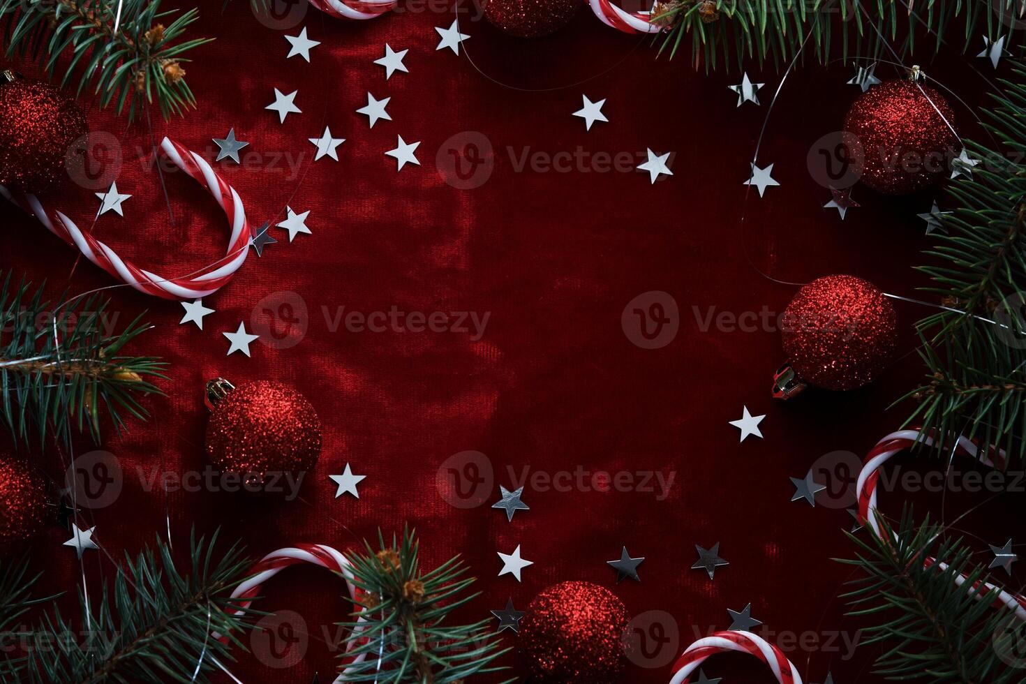 Abstract New Year and Christmas red velvet background with place for your text. photo