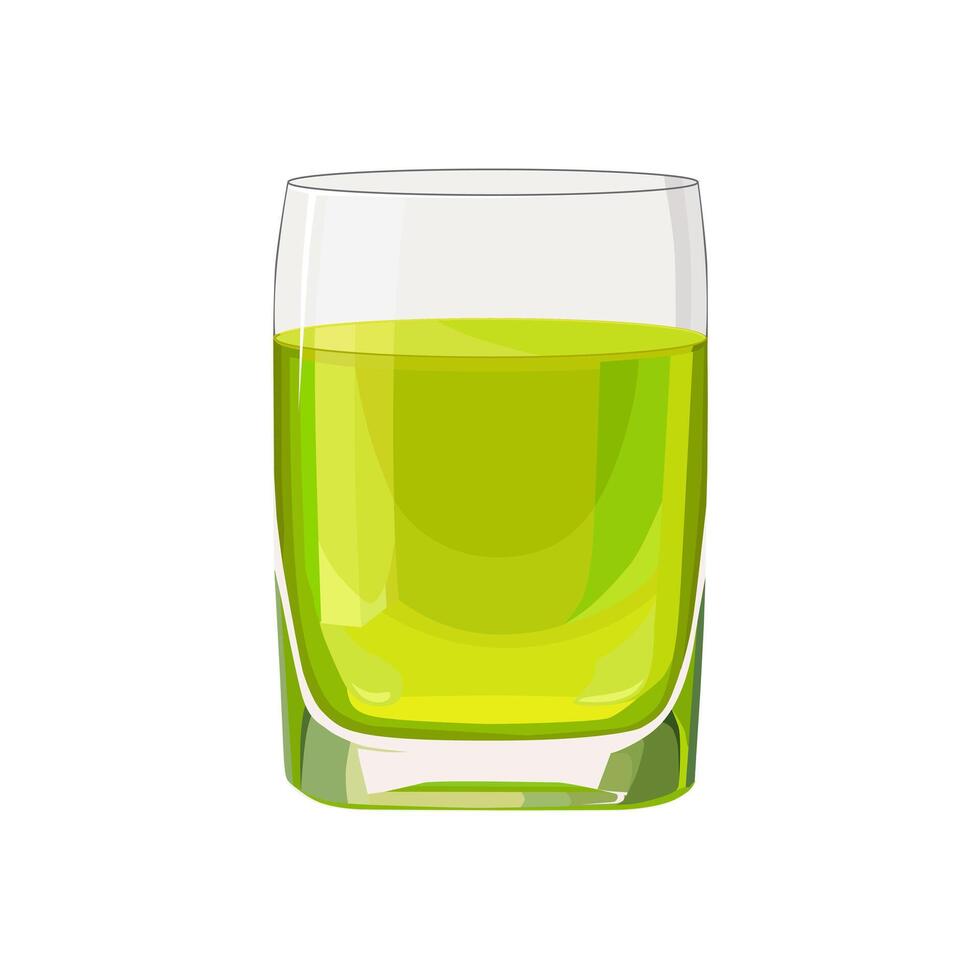 Full glass of green juice isolated on white background. illustration in flat style with drink. Clipart for card, banner, flyer, poster design vector