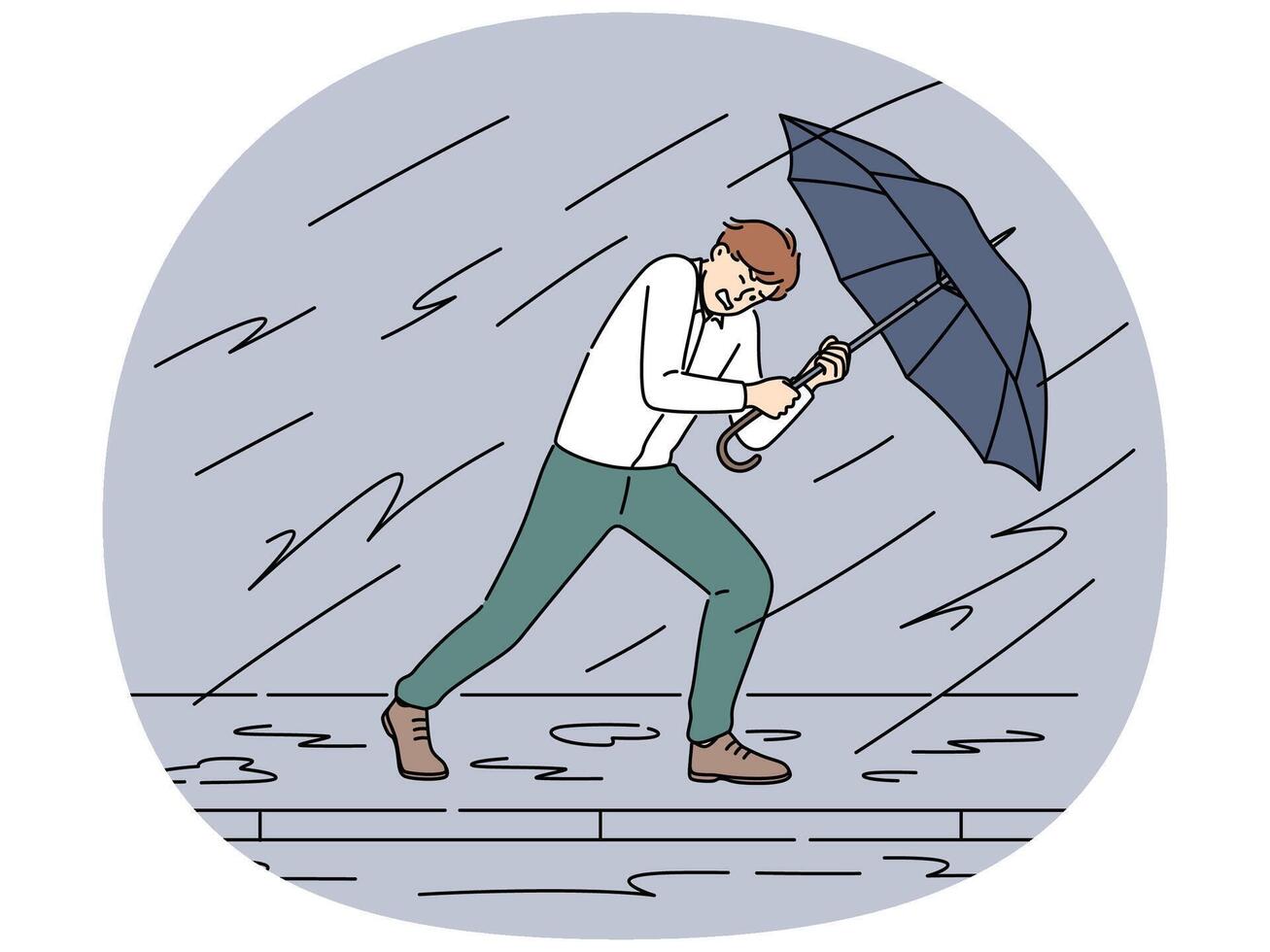 Businessman with umbrella protect from storm vector